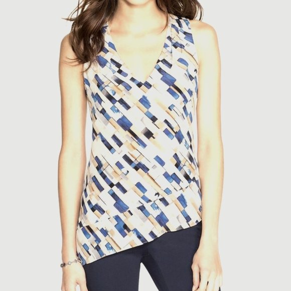 White House Black Market Tops - WHBM Sleeveless Patterned Silk Tunic